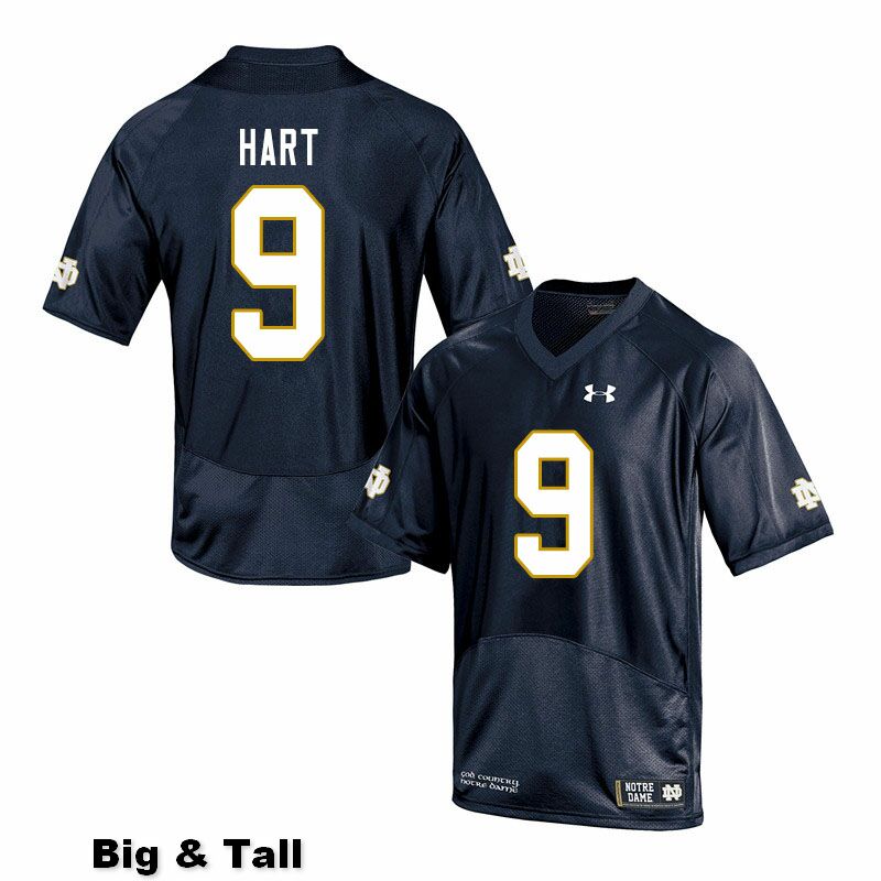 Men's NCAA Notre Dame Fighting Irish #9 Cam Hart Stitched College Under Armour Authentic Navy Big & Tall Football Jersey VM10Y15IY